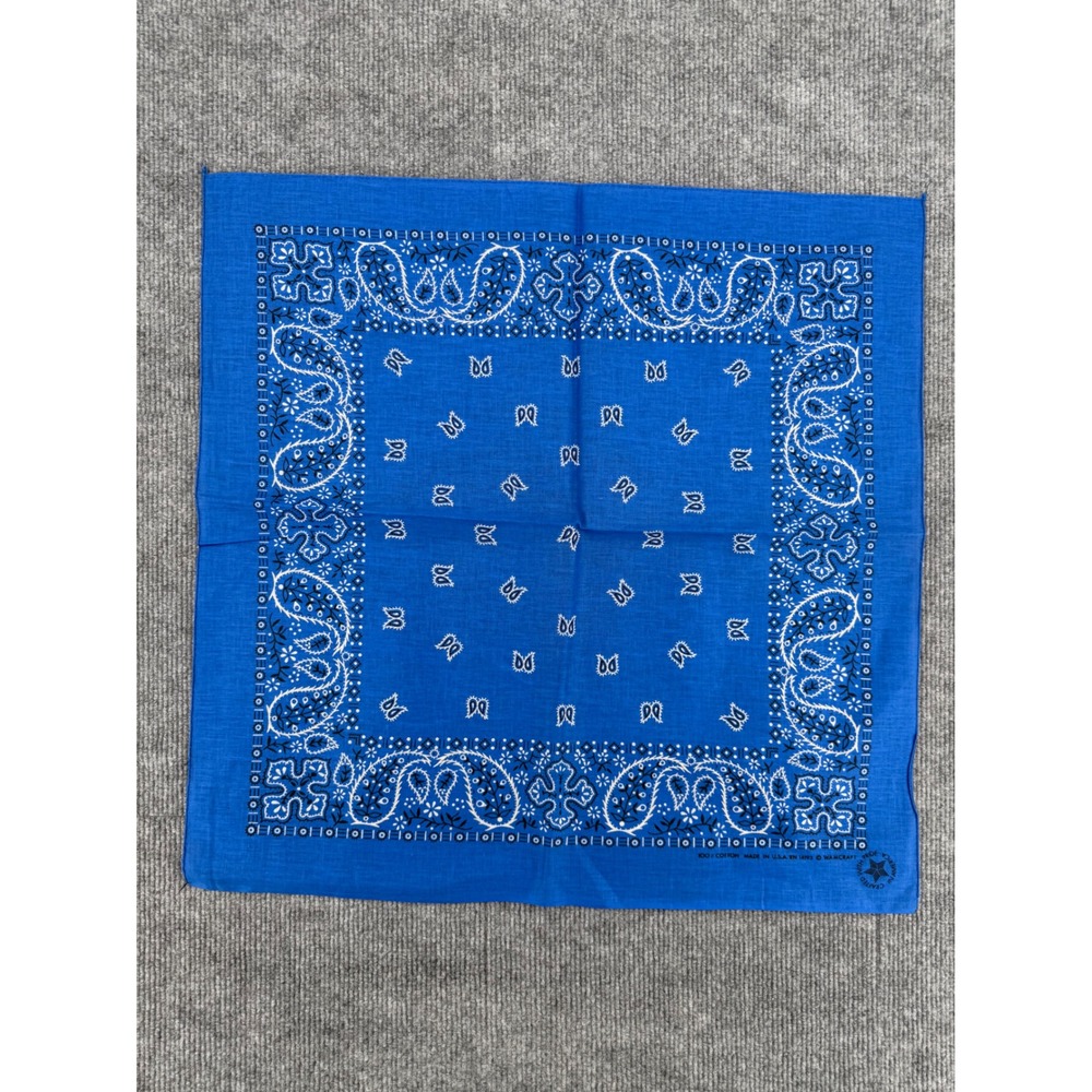 Vintage WAMCRAFT Blue Paisley Bandana Made in USA 100% Cotton RN 14193 Selvedge